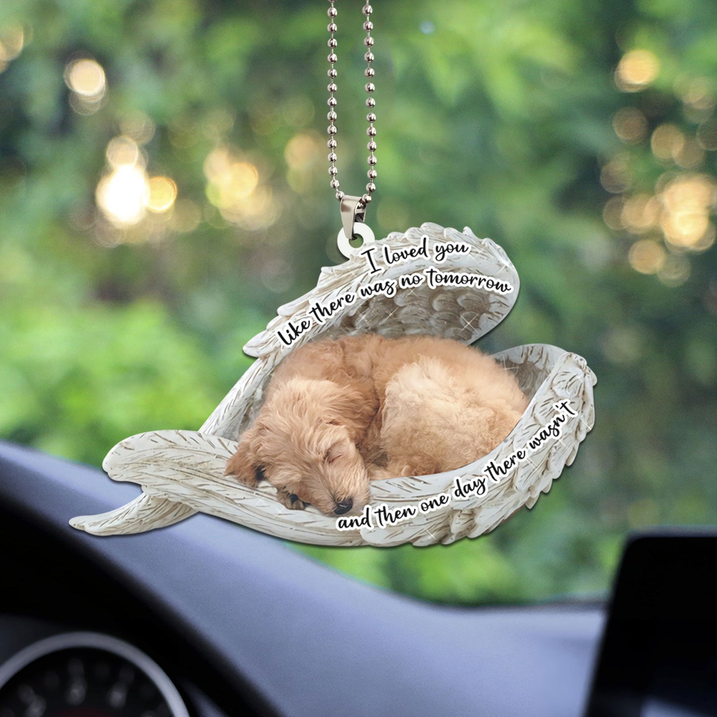 Goldendoodle Sleeping Angel Personalizedwitch Flat Car Ornament