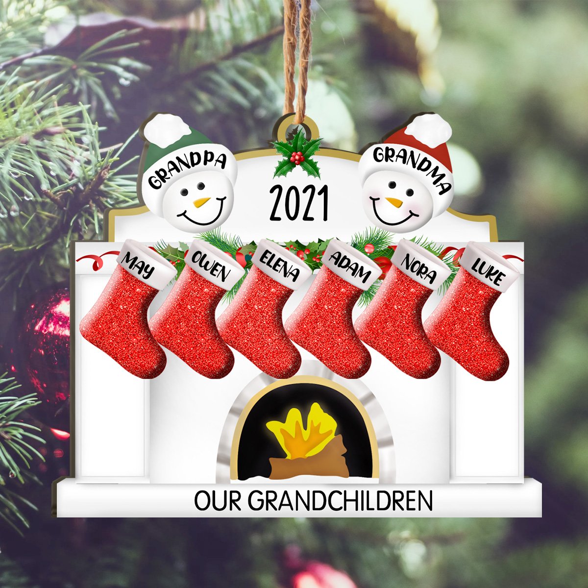 Grandpa & Grandma Family Custom Member Names Personalizedwitch Personalized Christmas Ornament