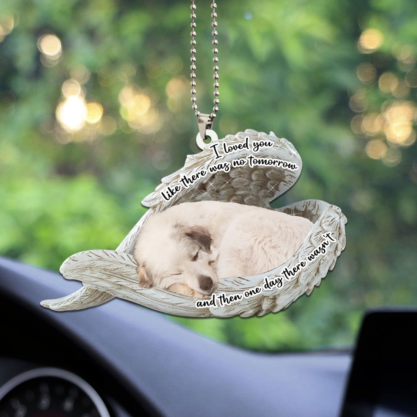Great Pyrenees Sleeping Angel Dog Personalizedwitch Flat Car Memorial Ornament