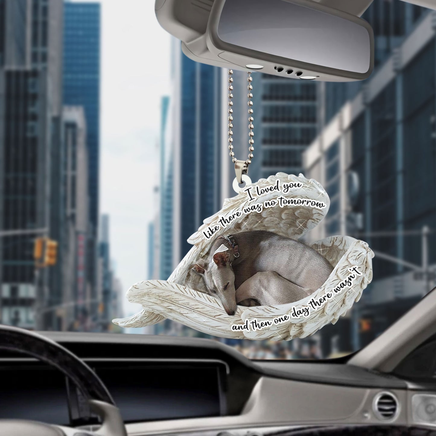 Greyhound Sleeping Angel Personalizedwitch Flat Car Ornament