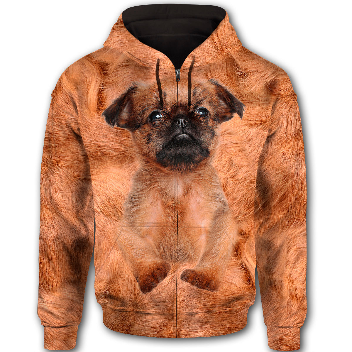 Griffon Bruxellois Cute Dog Face T284 - All Over Print Zip Hoodie