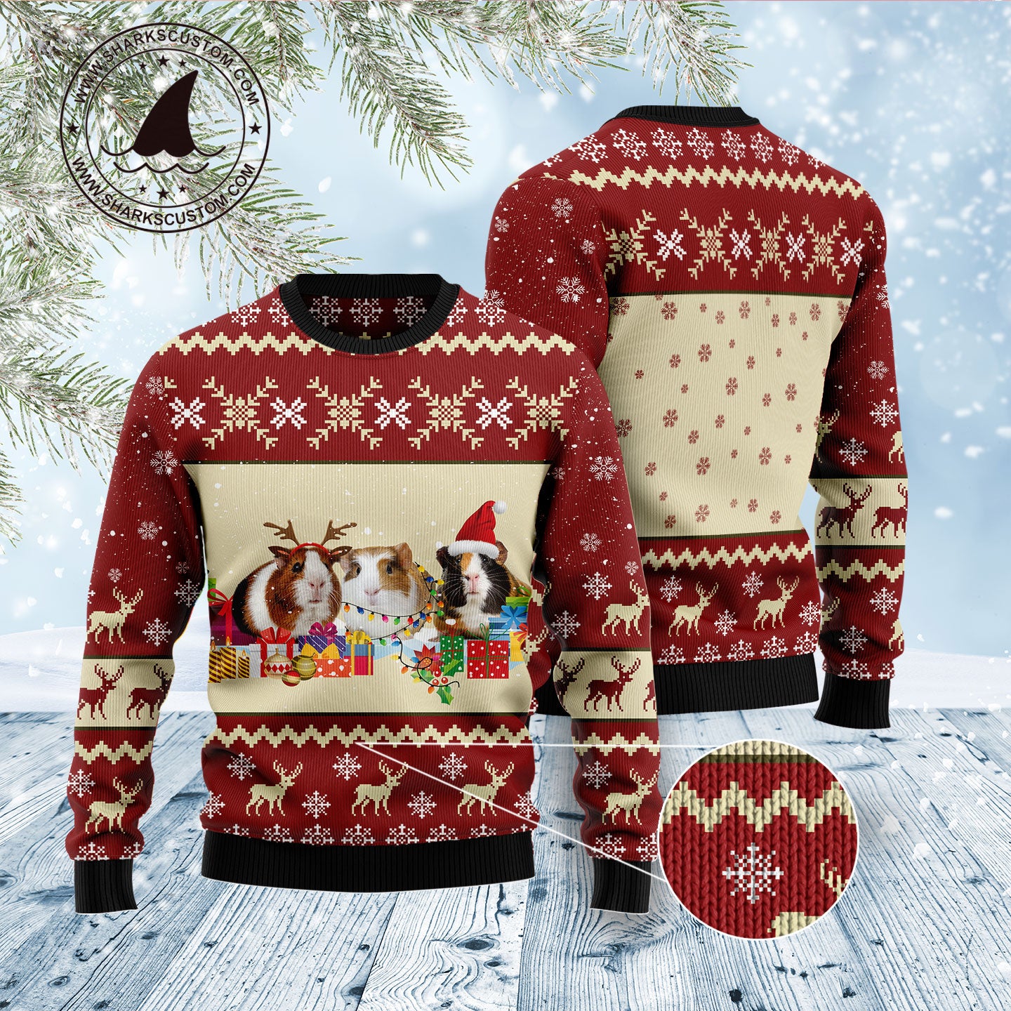 Guinea Pig Snow D1111 Ugly Christmas Sweater