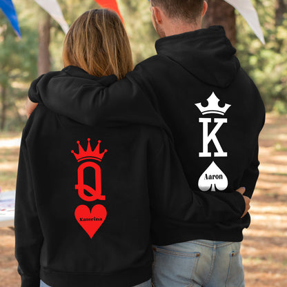 White King Red Queen Pocker Valentine Gift Couple Matching Hoodie