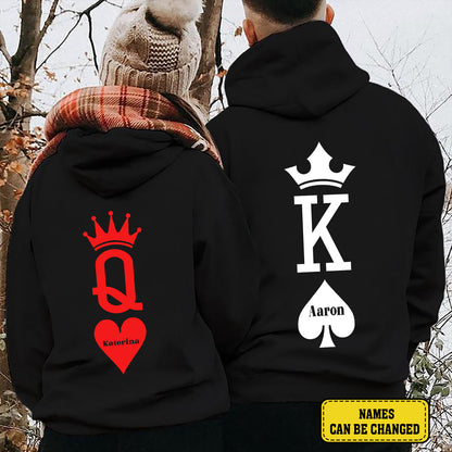 White King Red Queen Pocker Valentine Gift Couple Matching Hoodie