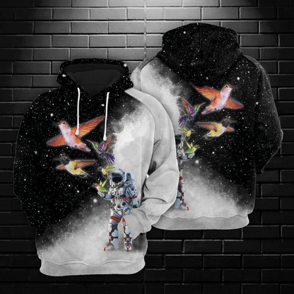 Astronaut Hummingbirds HT021202 Unisex womens & mens, couples matching, friends, funny family sublimation 3D hoodie christmas holiday gifts (plus size available)