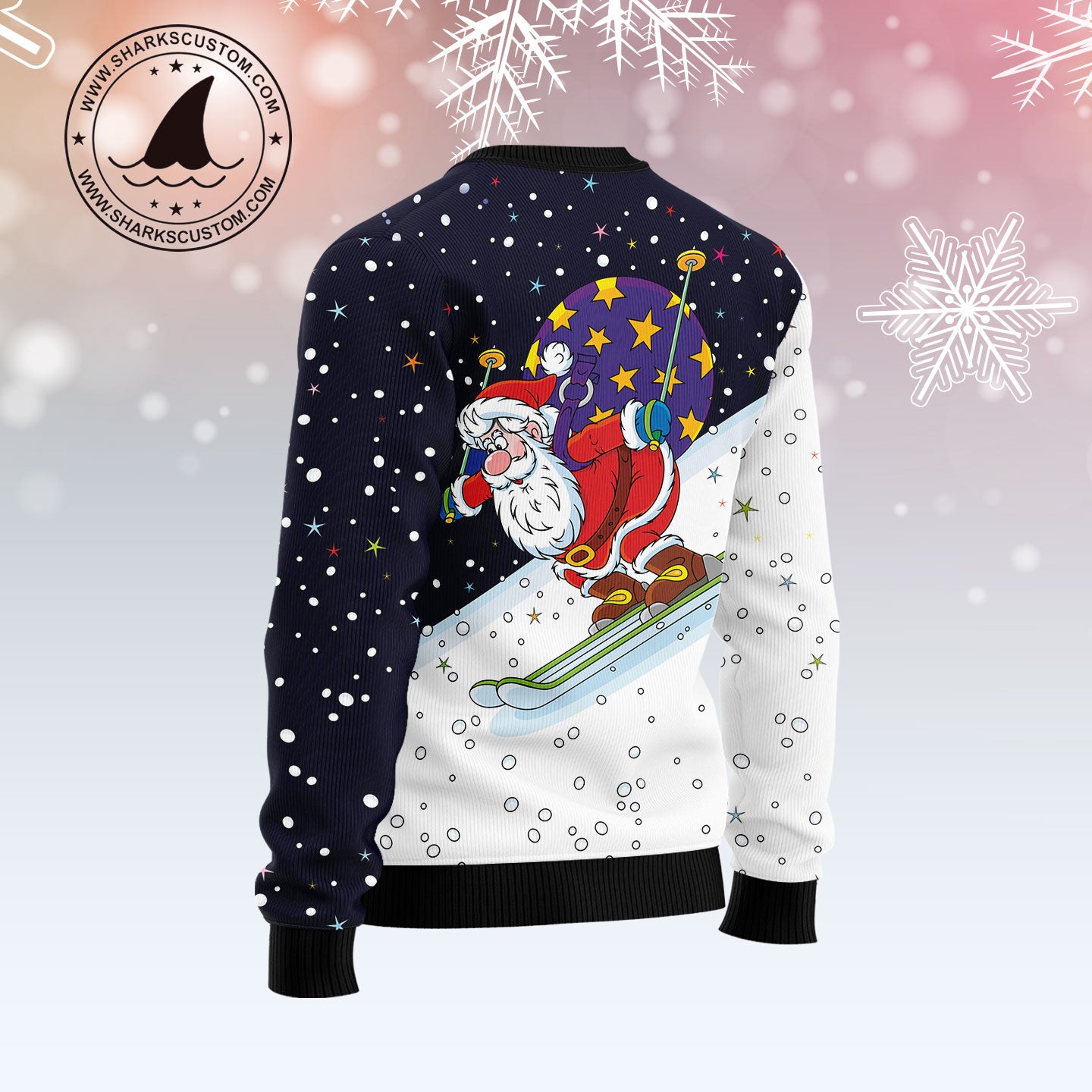 Santa Claus Ski HT031202 Ugly Christmas Sweater unisex womens & mens, couples matching, friends, funny family ugly christmas holiday sweater gifts (plus size available)