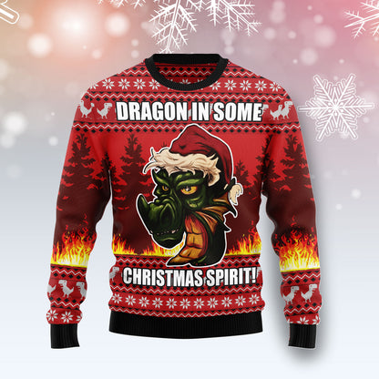 Dragon in some Christmas Spirit HT031203 Ugly Christmas Sweater unisex womens & mens, couples matching, friends, funny family ugly christmas holiday sweater gifts (plus size available)