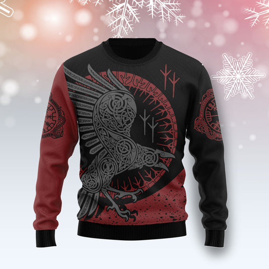 Viking Raven HT071221 Ugly Christmas Sweater unisex womens & mens, couples matching, friends, funny family ugly christmas holiday sweater gifts (plus size available)
