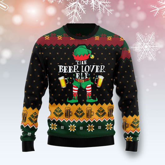 The Beer Lover Elf HT081220 Ugly Christmas Sweater unisex womens & mens, couples matching, friends, funny family ugly christmas holiday sweater gifts (plus size available)