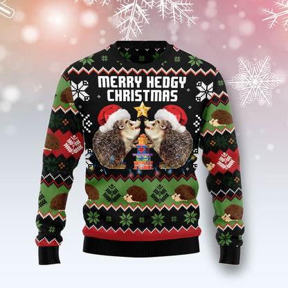 Merry Hedgy Christmas HT081223 Ugly Christmas Sweater unisex womens & mens, couples matching, friends, funny family ugly christmas holiday sweater gifts (plus size available)