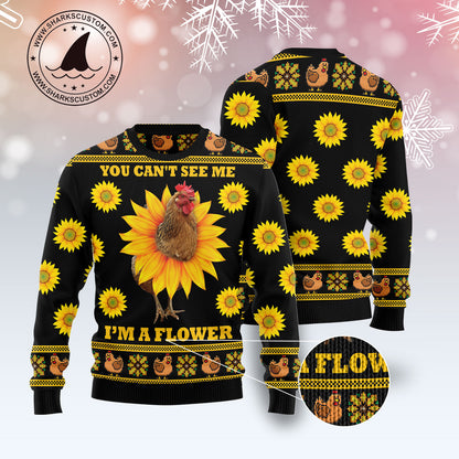 Chicken Flower HT081225 Ugly Christmas Sweater unisex womens & mens, couples matching, friends, funny family ugly christmas holiday sweater gifts (plus size available)