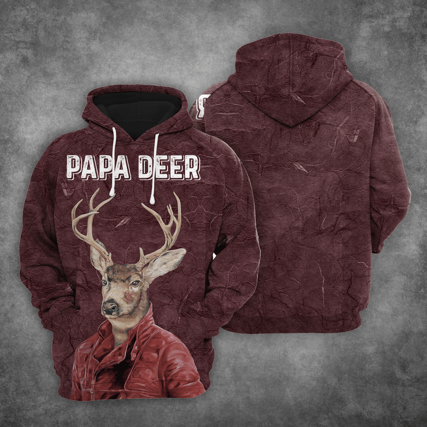 Papa Deer HT091205 Unisex womens & mens, couples matching, friends, funny family sublimation 3D hoodie christmas holiday gifts (plus size available)