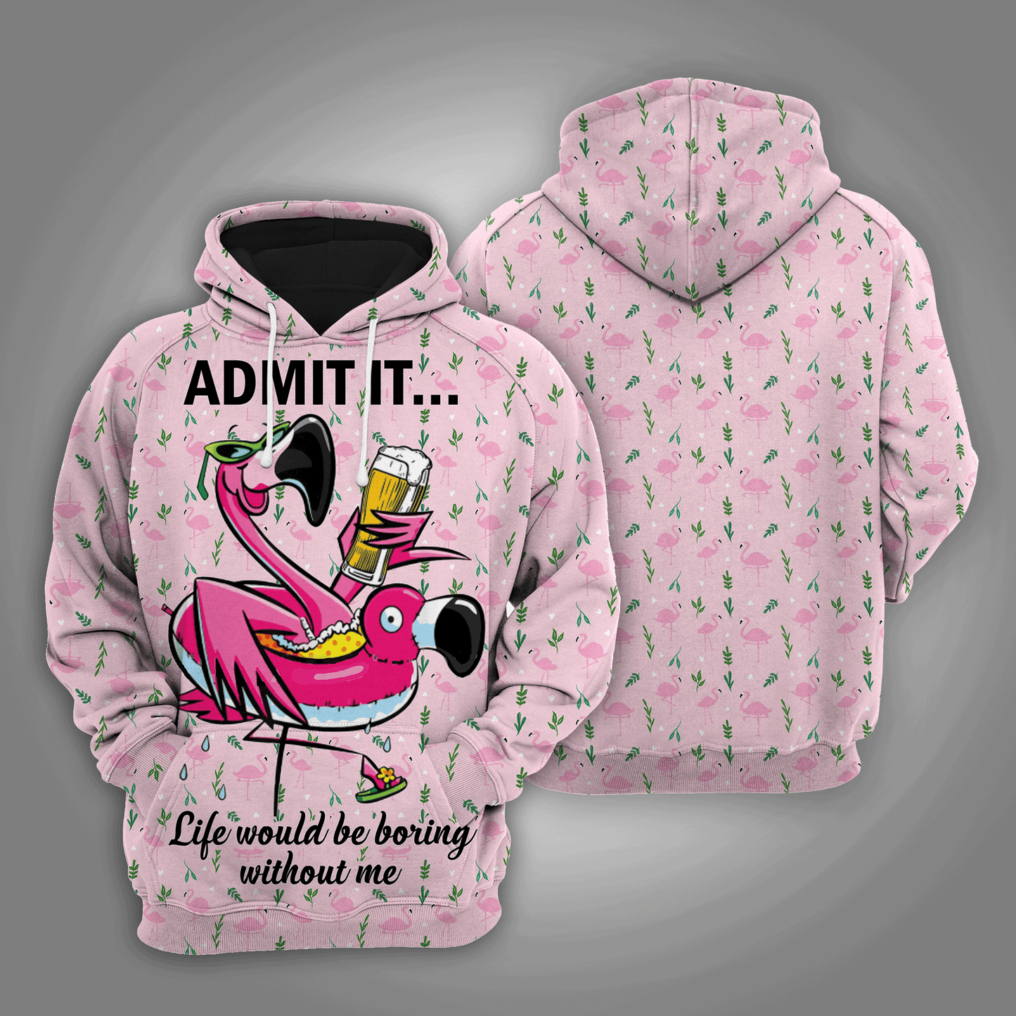 Flamingo HT091206 Unisex womens & mens, couples matching, friends, funny family sublimation 3D hoodie christmas holiday gifts (plus size available)