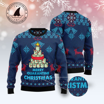 Merry quarantine christmas 2020 HT101220 Ugly Christmas Sweater unisex womens & mens, couples matching, friends, funny family ugly christmas holiday sweater gifts (plus size available)