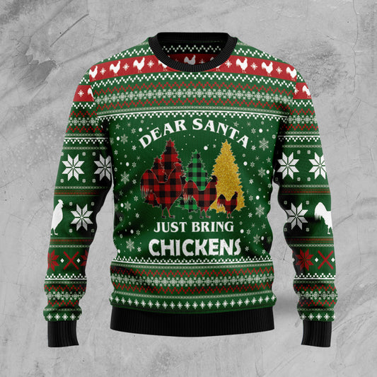 Dear Santa Just Bring Chickens HT102709 Ugly Christmas Sweater unisex womens & mens, couples matching, friends, funny family sweater gifts (plus size available)