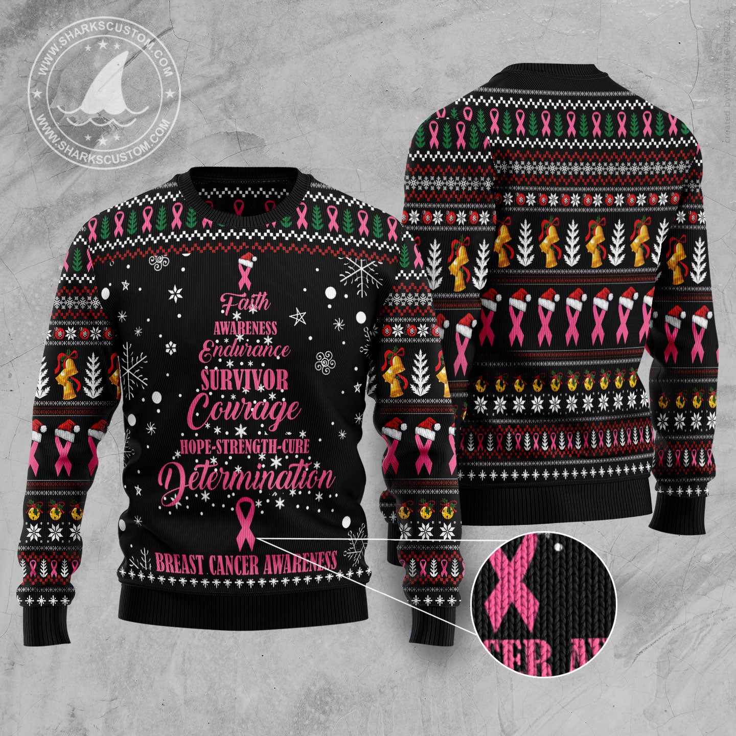 Breast Cancer Christmas Tree HT102712 Ugly Christmas Sweater unisex womens & mens, couples matching, friends, funny family sweater gifts (plus size available)