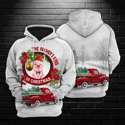 Pig The Farmer's Kind Of Christmas HT111203 Unisex womens & mens, couples matching, friends, funny family sublimation 3D hoodie christmas holiday gifts (plus size available)