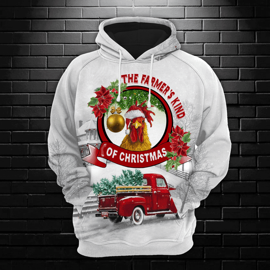 Chicken The Farmer's Kind Of Christmas HT111205 Unisex womens & mens, couples matching, friends, funny family sublimation 3D hoodie christmas holiday gifts (plus size available)