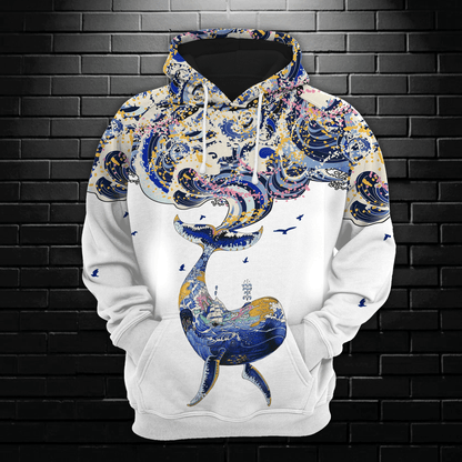 Whale HT141224 Unisex womens & mens, couples matching, friends, funny family sublimation 3D hoodie christmas holiday gifts (plus size available)