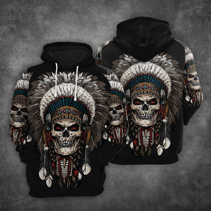 Native Skull HT161223 Unisex womens & mens, couples matching, friends, funny family sublimation 3D hoodie christmas holiday gifts (plus size available)