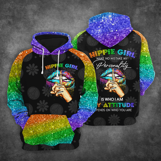 Hippie Girl HT161224 Unisex womens & mens, couples matching, friends, funny family sublimation 3D hoodie christmas holiday gifts (plus size available)