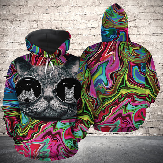 Cool cat HT231102 Unisex womens & mens, couples matching, friends, funny family sublimation 3D hoodie christmas holiday gifts (plus size available)