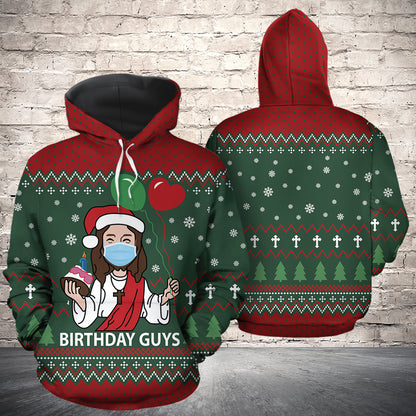 Jesus Birthday Guys HT231103 Unisex womens & mens, couples matching, friends, funny family sublimation 3D hoodie christmas holiday gifts (plus size available)