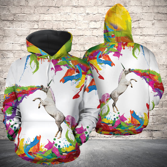 Rainbow Unicorn HT231104 Unisex womens & mens, couples matching, friends, funny family sublimation 3D hoodie christmas holiday gifts (plus size available)