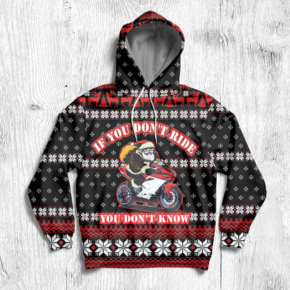Satan Claus If You Don't Ride You Don't Know HT241102 Unisex womens & mens, couples matching, friends, funny family sublimation 3D hoodie christmas holiday gifts (plus size available)