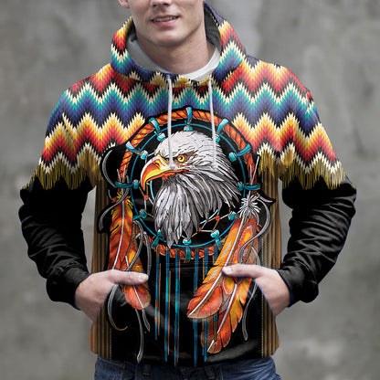 Native Eagle HT251122 Unisex womens & mens, couples matching, friends, funny family sublimation 3D hoodie christmas holiday gifts (plus size available)