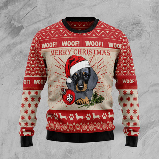 Christmas Dachshund Dog HZ100804 Ugly Christmas Sweater unisex womens & mens, couples matching, friends, funny family sweater gifts (plus size available)