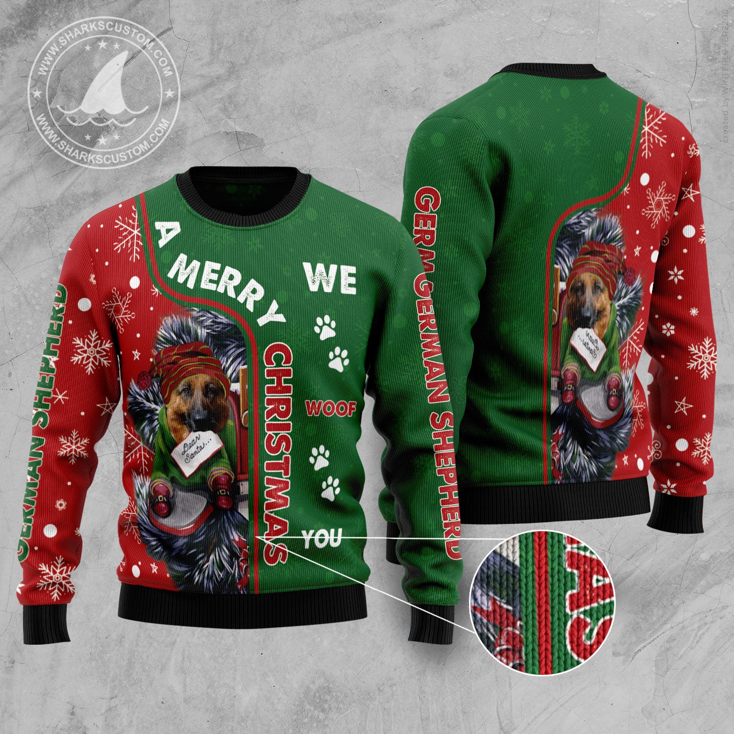 German Shepherd Merry Christmas HZ101608 Ugly Christmas Sweater