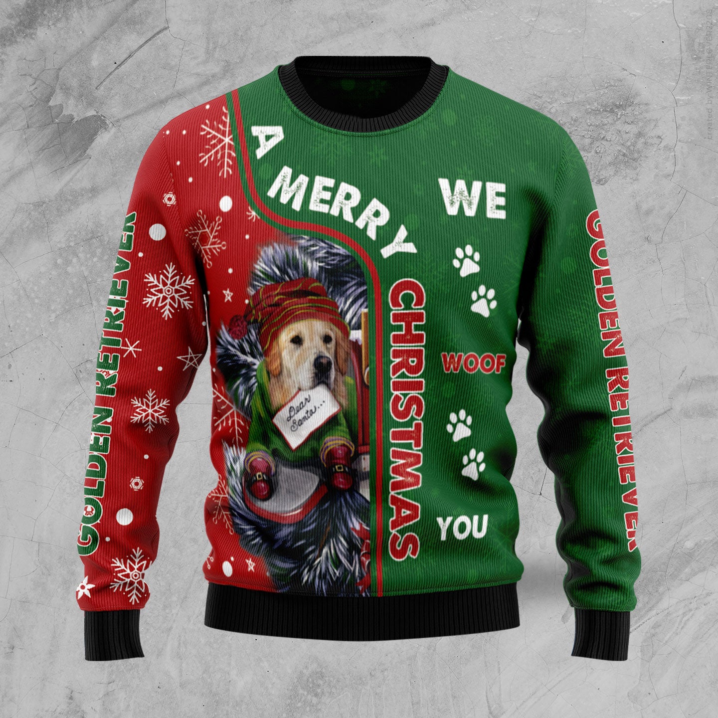 Golden Retriever HZ101609 Ugly Christmas Sweater unisex womens & mens, couples matching, friends, funny family sweater gifts (plus size available)