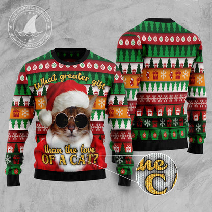 What greater gift than the love of a cat HZ101612 Ugly Christmas Sweater