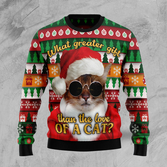 What greater gift than the love of a cat HZ101612 Ugly Christmas Sweater