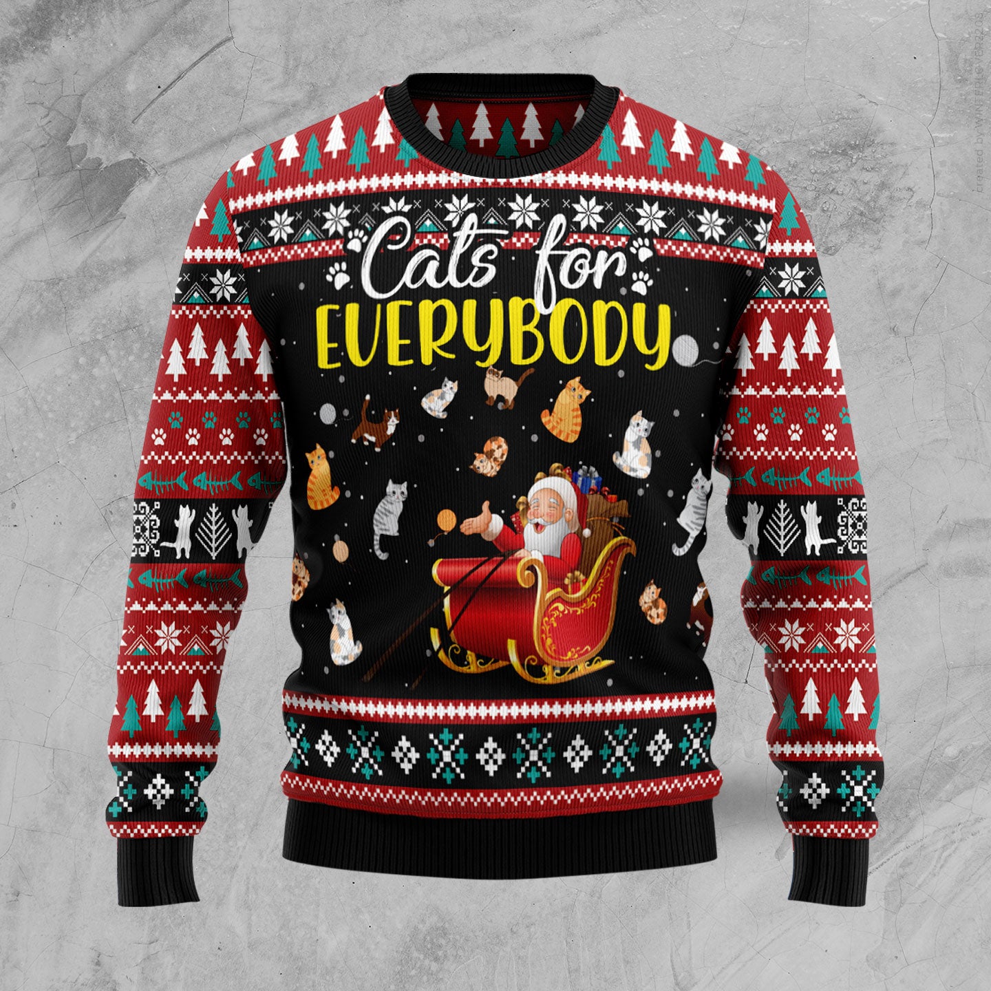 Cats For Everybody Merry Christmas HZ102203 Ugly Christmas Sweater unisex womens & mens, couples matching, friends, funny family sweater gifts (plus size available)