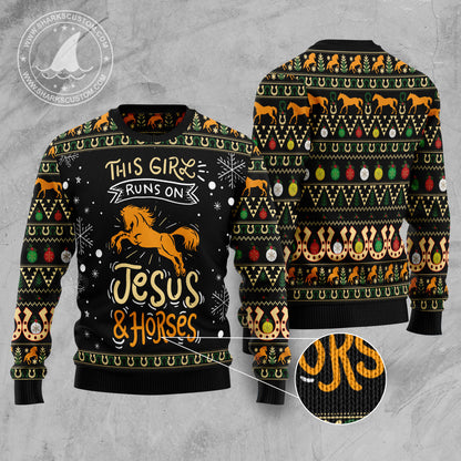 Girls run on jesus and horses HZ102607 Ugly Christmas Sweater