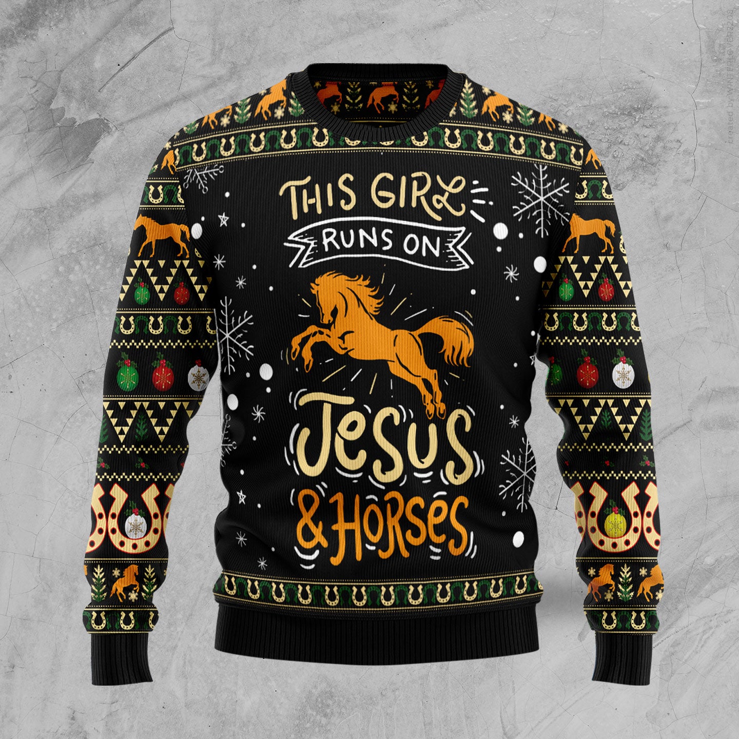 Girls run on jesus and horses HZ102607 Ugly Christmas Sweater