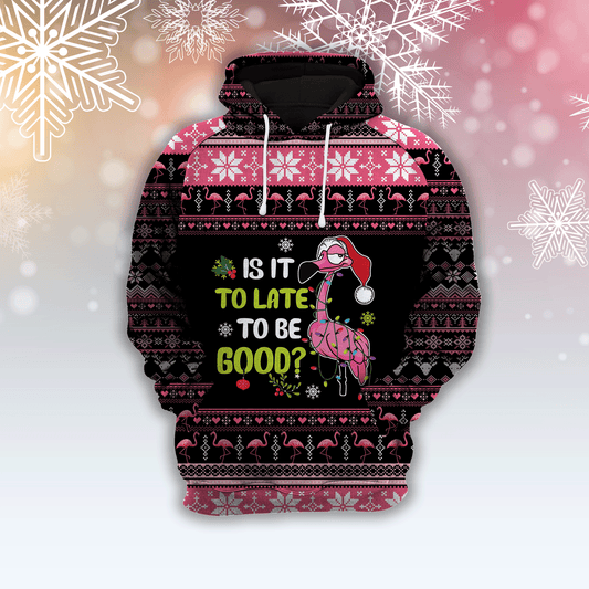 Naughty Flamingo It Too Late to Be Good HZ111608 - All Over Print Unisex Hoodie