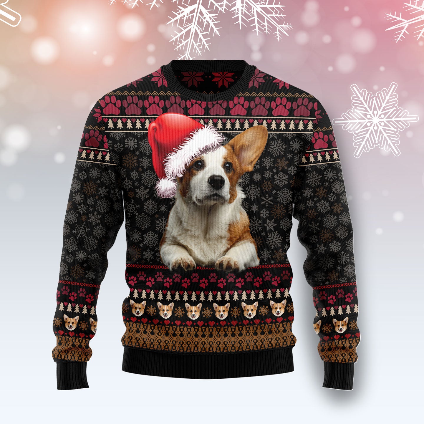 Pembroke Welsh Corgi Christmas HZ112612 unisex womens & mens, couples matching, friends, funny family ugly christmas holiday sweater gifts (plus size available)