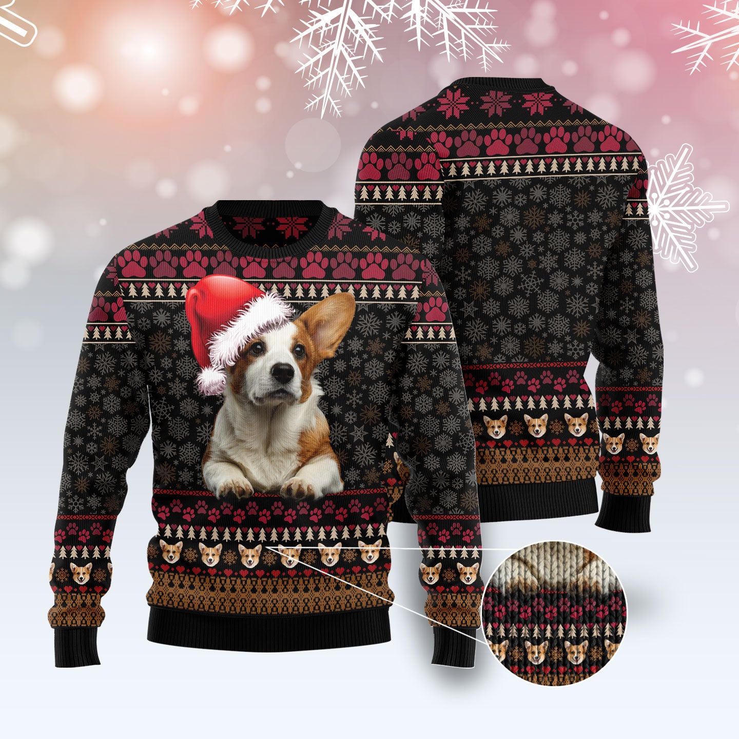 Pembroke Welsh Corgi Christmas HZ112612 unisex womens & mens, couples matching, friends, funny family ugly christmas holiday sweater gifts (plus size available)