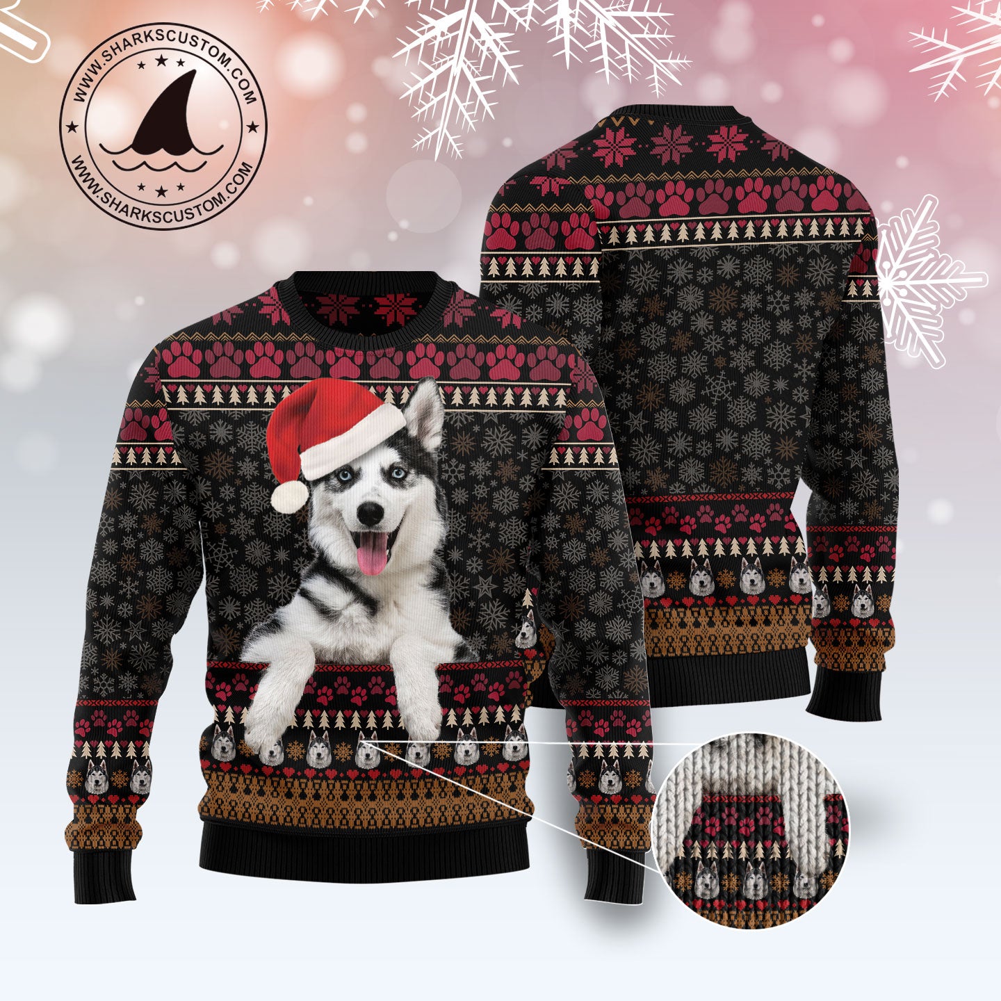 Siberian Husky Christmas HZ112613 unisex womens & mens, couples matching, friends, funny family ugly christmas holiday sweater gifts (plus size available)