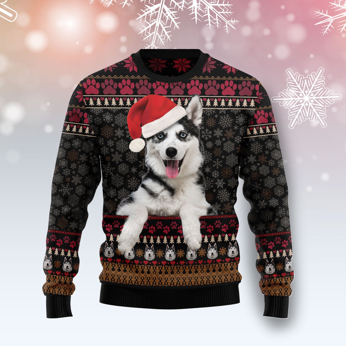 Siberian Husky Christmas HZ112613 unisex womens & mens, couples matching, friends, funny family ugly christmas holiday sweater gifts (plus size available)