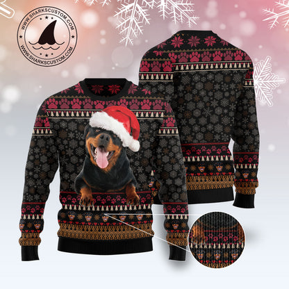 Rottweiler Christmas HZ112614 unisex womens & mens, couples matching, friends, funny family ugly christmas holiday sweater gifts (plus size available)