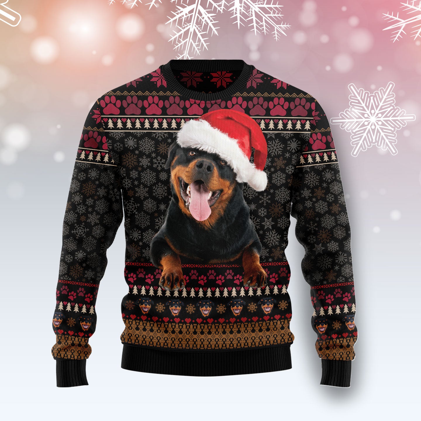 Rottweiler Christmas HZ112614 unisex womens & mens, couples matching, friends, funny family ugly christmas holiday sweater gifts (plus size available)