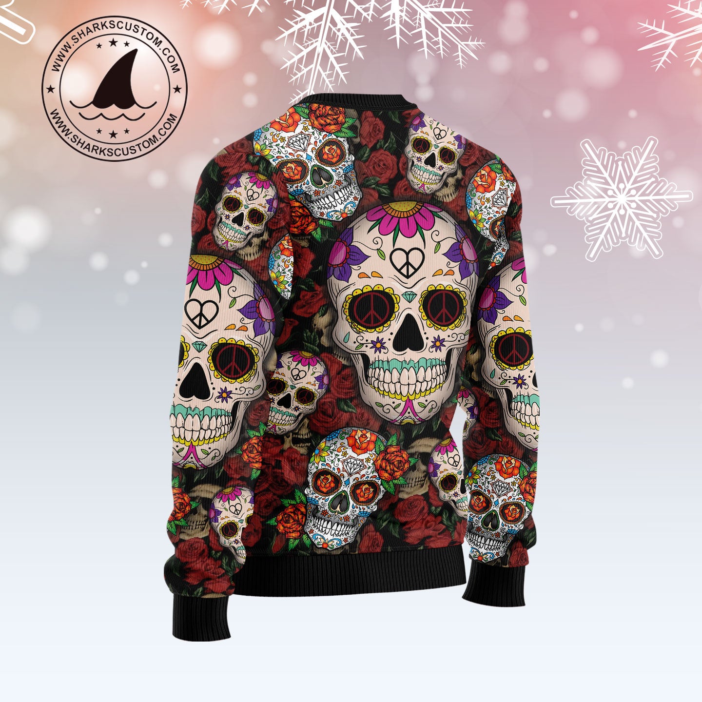 Sugar Skull HZ112615 unisex womens & mens, couples matching, friends, funny family ugly christmas holiday sweater gifts (plus size available)
