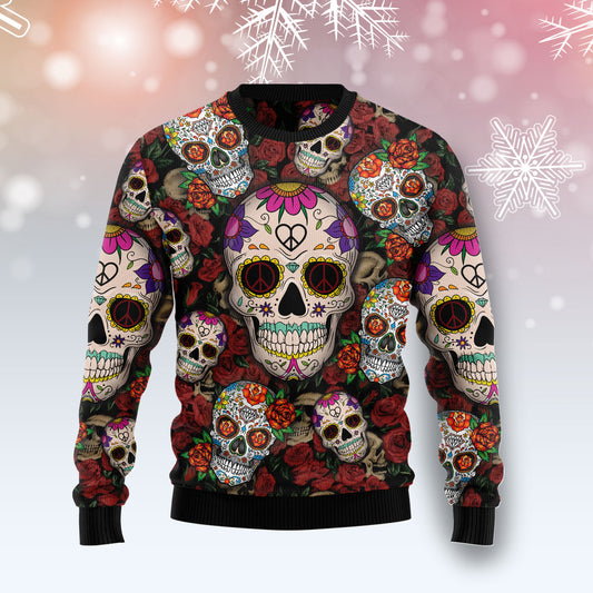 Sugar Skull HZ112615 unisex womens & mens, couples matching, friends, funny family ugly christmas holiday sweater gifts (plus size available)