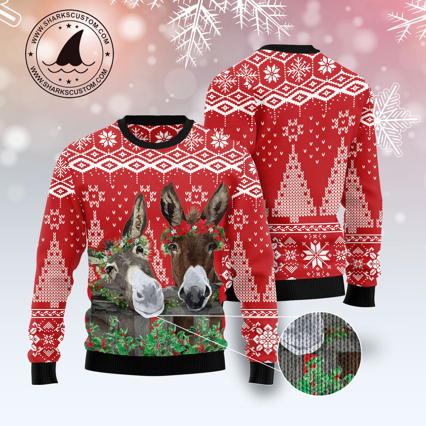 Donkey Buddies Christmas HZ112708 Ugly Christmas Sweater