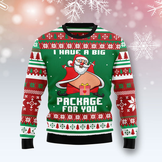 I Have A Big Package For You HZ112712 unisex womens & mens, couples matching, friends, funny family ugly christmas holiday sweater gifts (plus size available)