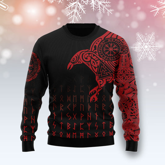 Vikings The Raven of Odin Tattoo HZ113003 unisex womens & mens, couples matching, friends, funny family ugly christmas holiday sweater gifts (plus size available)